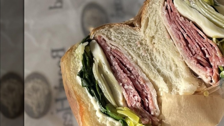 Cross-section of a Safeway ReadyMeals Italian Style Sandwich