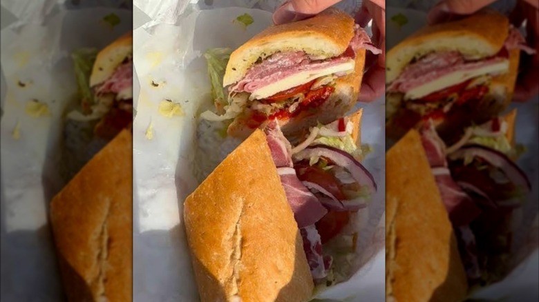 a hot and spicy sub from paulina market wrapped in parchment