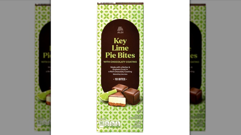 Photographed package of chocolate covered pie bites.