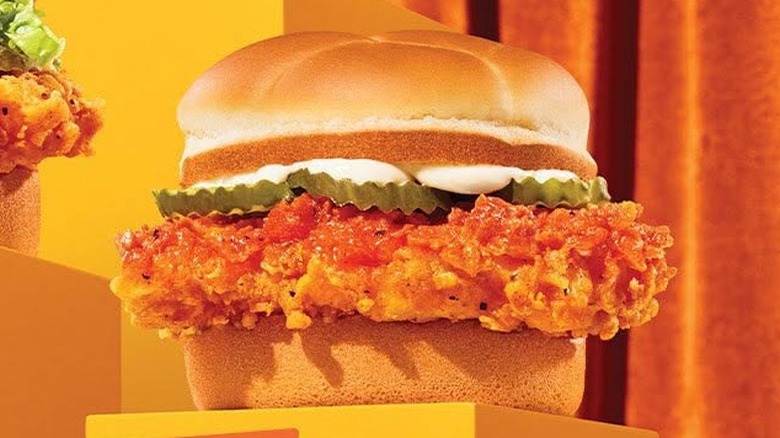 A&W's Nashville hot chicken sandwich with mayo and pickles