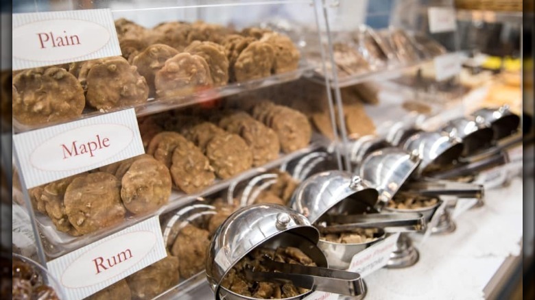 Praline display case at Laura's Candies
