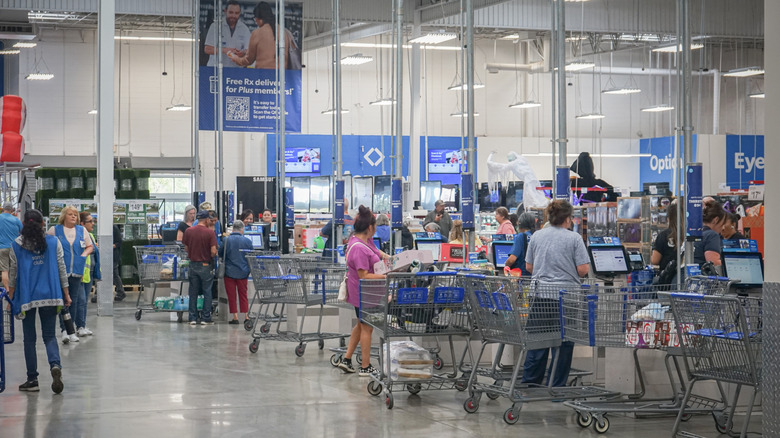 Checkout area in a Sam's Club warehouse