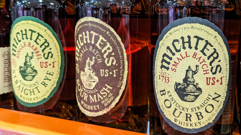 Several bottles of Michter's whiskey.