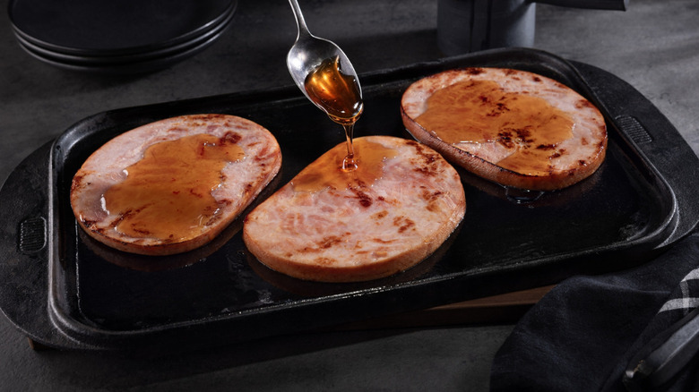 Closeup of a package of Smithfield Anytime Favorites Hickory Smoked Boneless Pork Chops