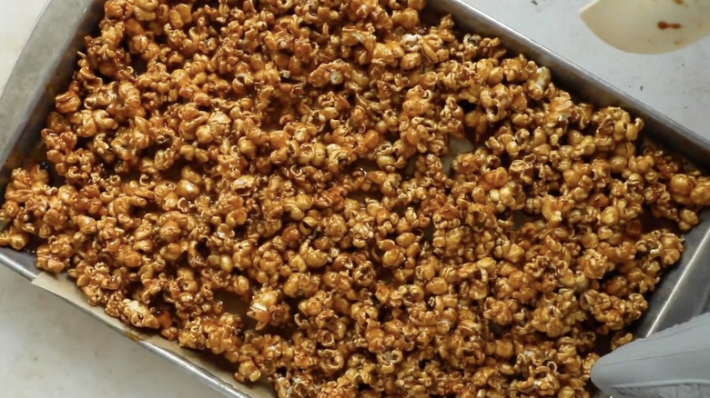 A tray of miso caramel popcorn