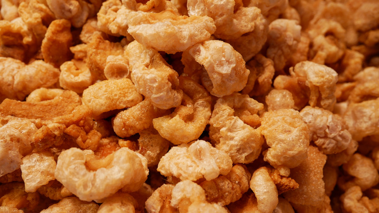 A pile of crispy puffed pork rinds