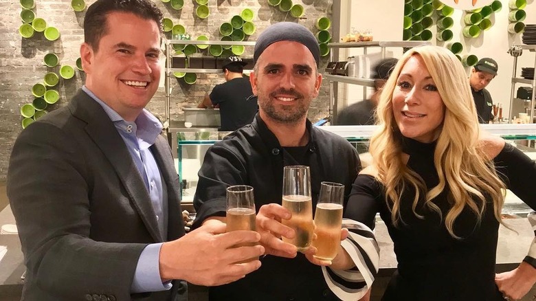 Guy Vaknin of Beyond Sushi with Shark Tank investors Laurie Greiner and Matt Higgins