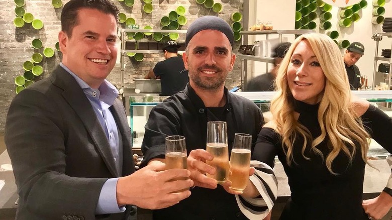 Guy Vaknin of Beyond Sushi with Shark Tank investors Laurie Greiner and Matt Higgins