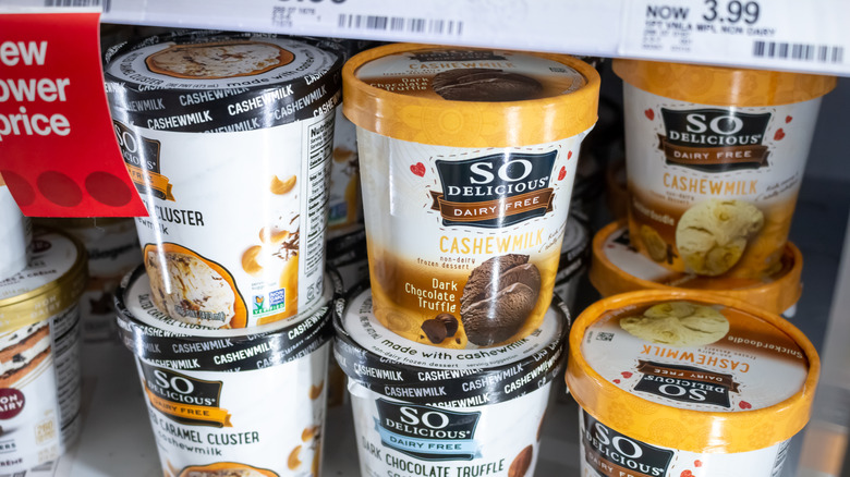 So Delicious Diary Free frozen desserts on display at a grocery store.
