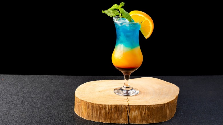 Blue Curaçao drink with black background