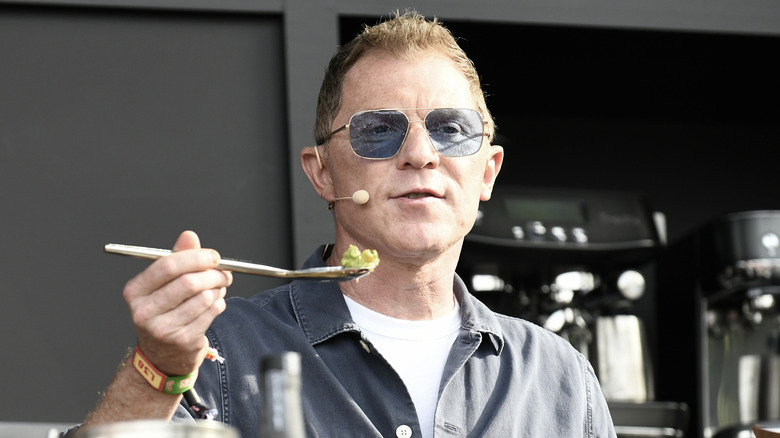 Bobby Flay making a culinary demonstration at the 2025 Bottle Rock Napa Valley festival