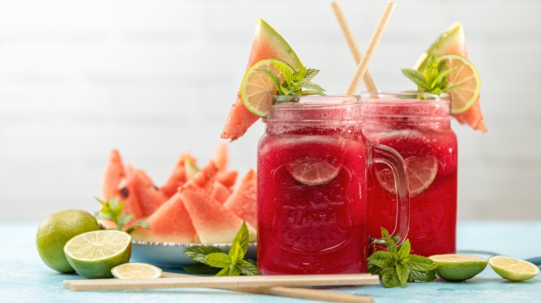 Watermelon drink with mint