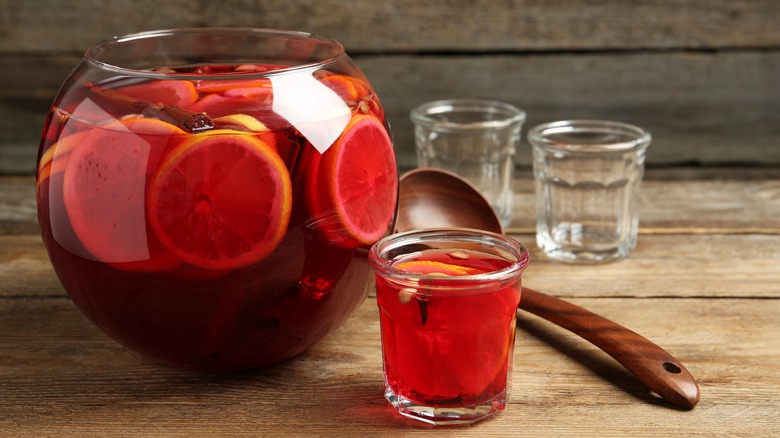 punch bowl on wooden table