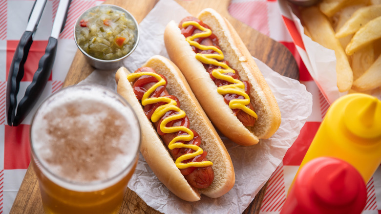 hot dogs with beer