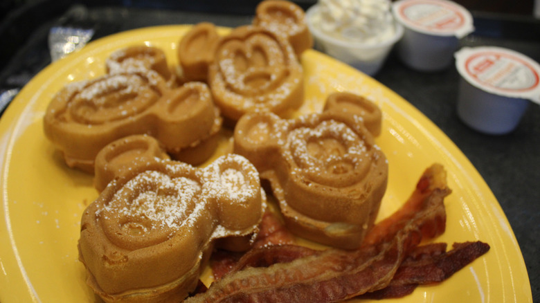 Mickey Mouse waffles on plate