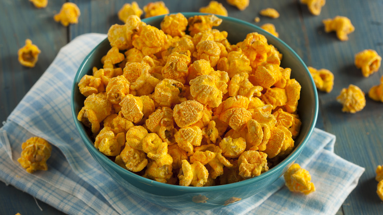 Cheddar popcorn in bowl