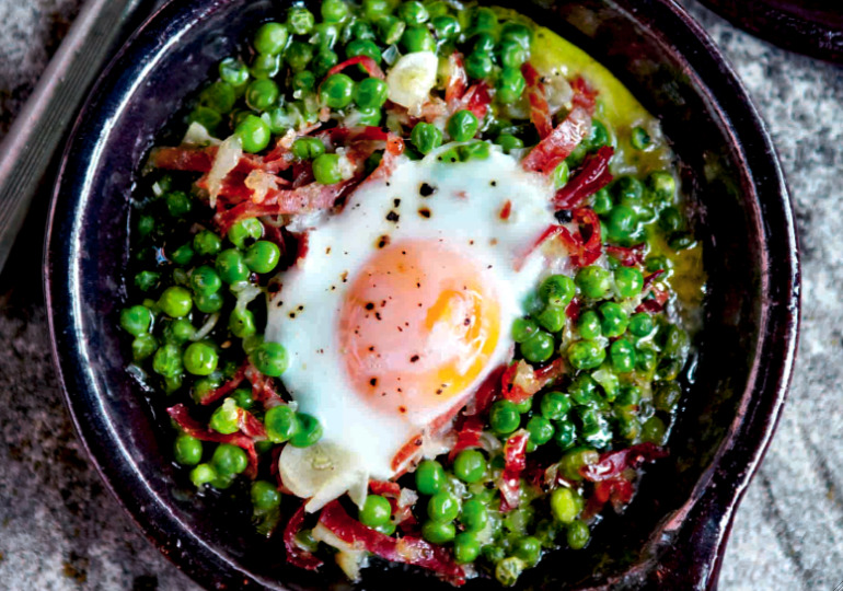 Braised Peas And Ham With Eggs Recipe