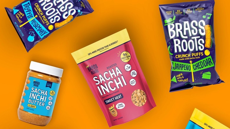 Assorted packages of Brass Roots sacha inchi products