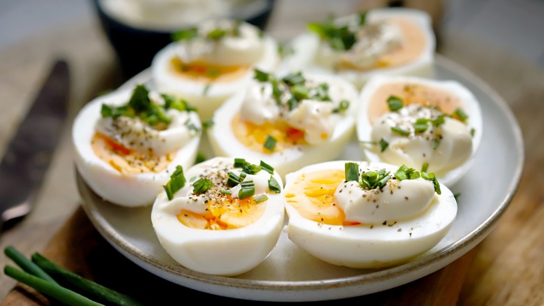 deviled eggs on a platter