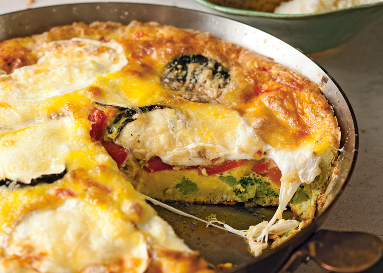 Broccoli, Smoked Mozzarella And Roasted Red Pepper Frittata Recipe