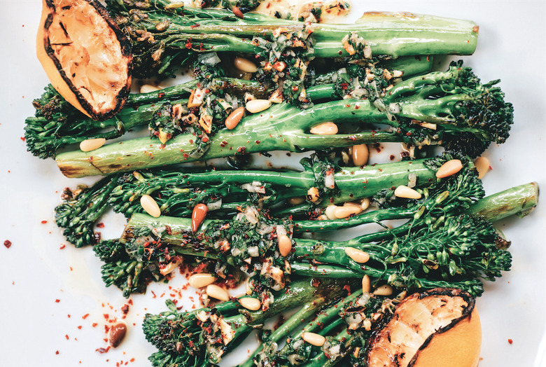 Broccolini With Grilled Lemon, Pine Nuts And Aleppo Chili
