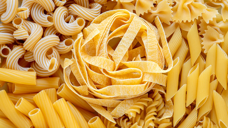 Dry pasta in various shapes