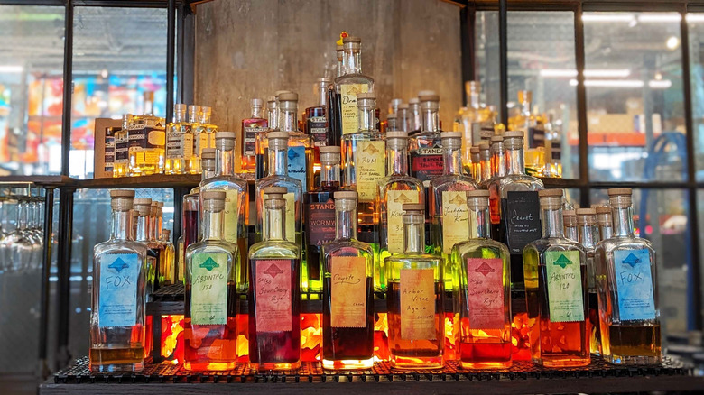 Stocked bar at Standard Wormwood Distillery