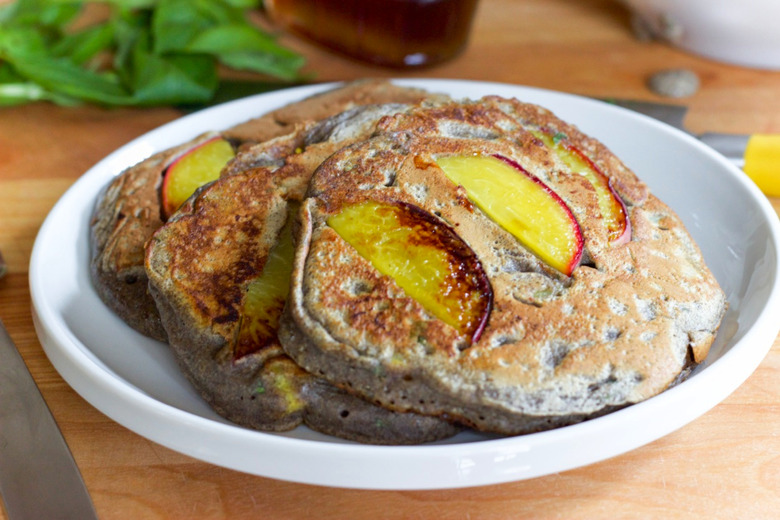 Buckwheat Pancakes With Basil And Peaches Recipe