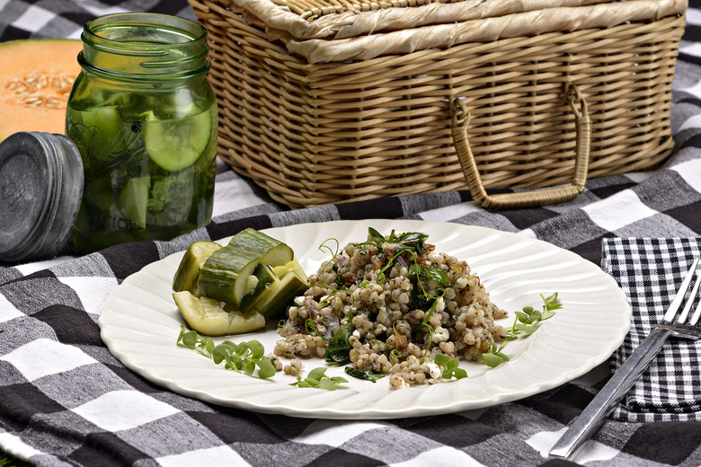 Buckwheat Salad with Goat Feta and Smashed Cucumbers Recipe