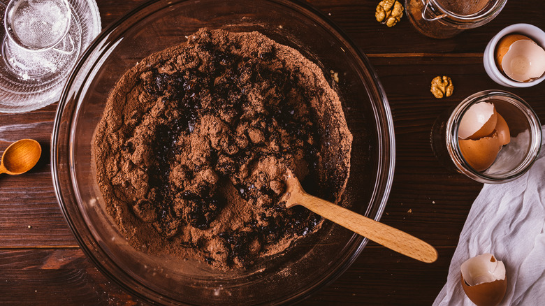 A bowl of brownie mix