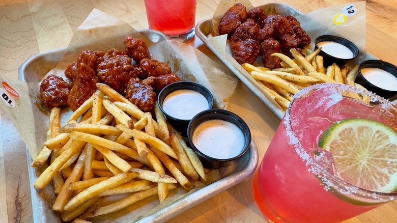 wings, fries, and drinks served at Buffalo Wild Wings