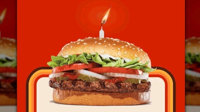 Whopper with a candle in the top