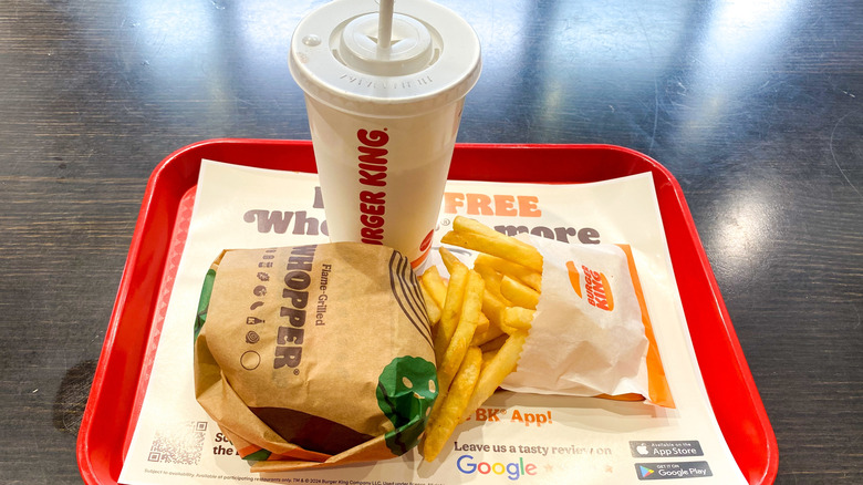 Whopper meal on tray at Burger King restaurant
