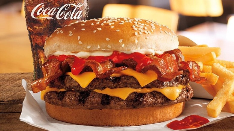 A Bacon King wth fries and an icy Coca-Cola.