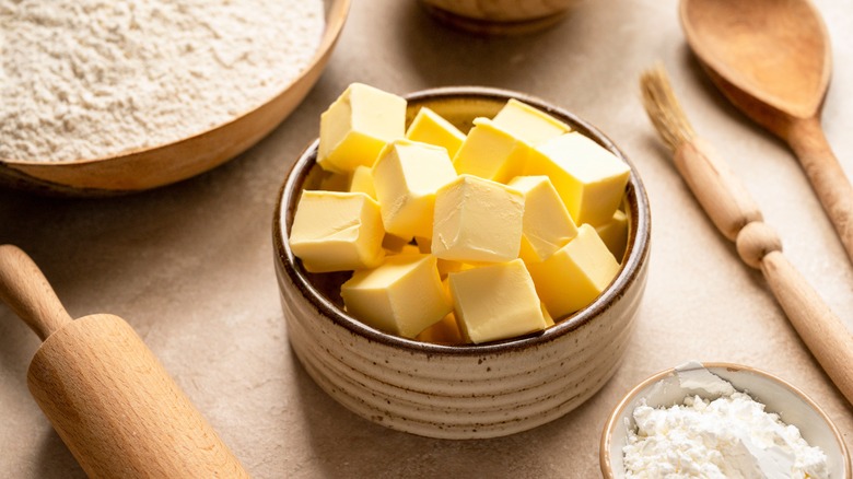 bowl of cubed butter