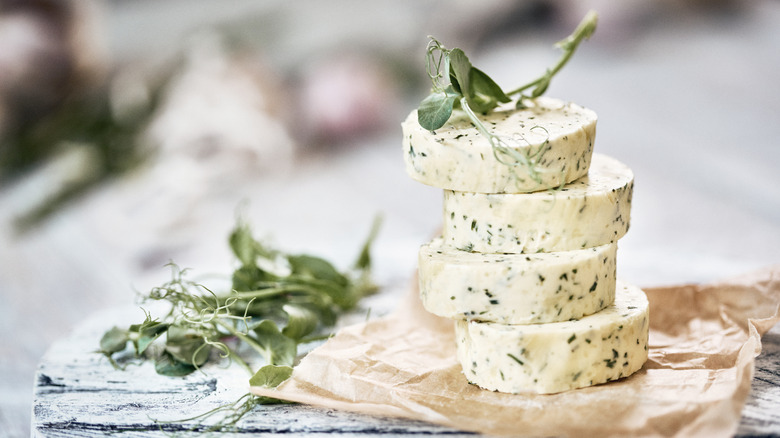butter slices infused with herbs