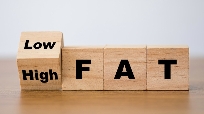 blocks spelling low/high fat 