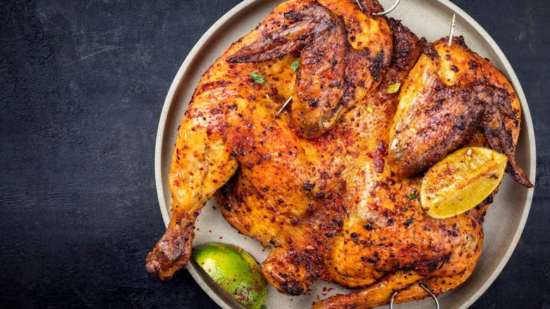 Roasted spatchcocked chicken