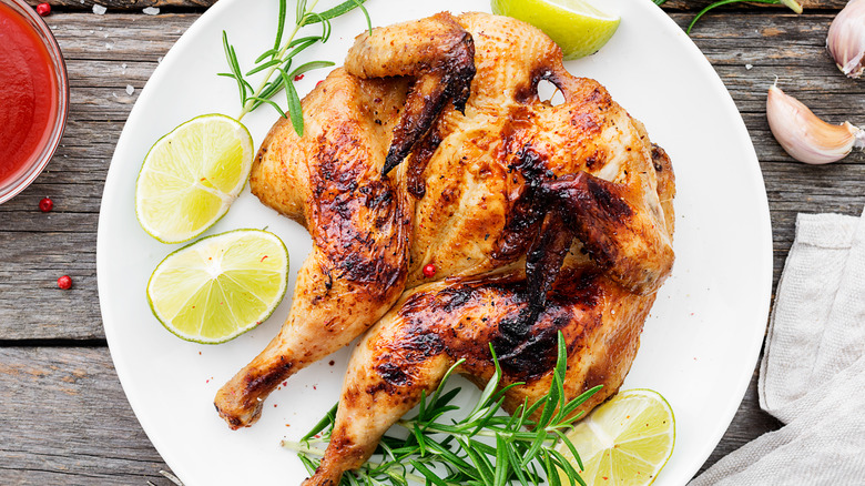 Cooked spatchcocked chicken