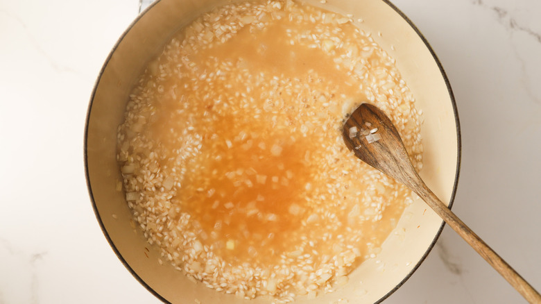 Hot stock with rice