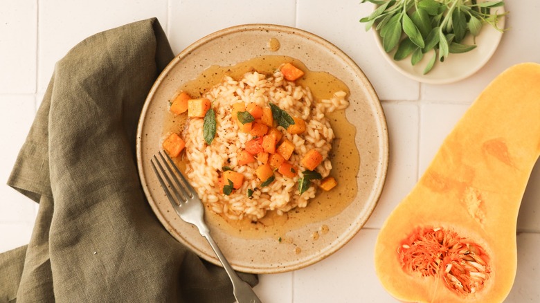 Plate of butternut squash risotto