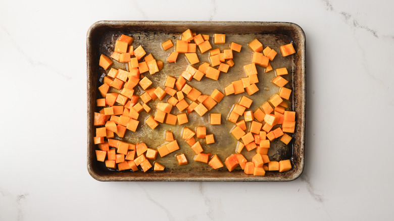 Tray of roasted squash