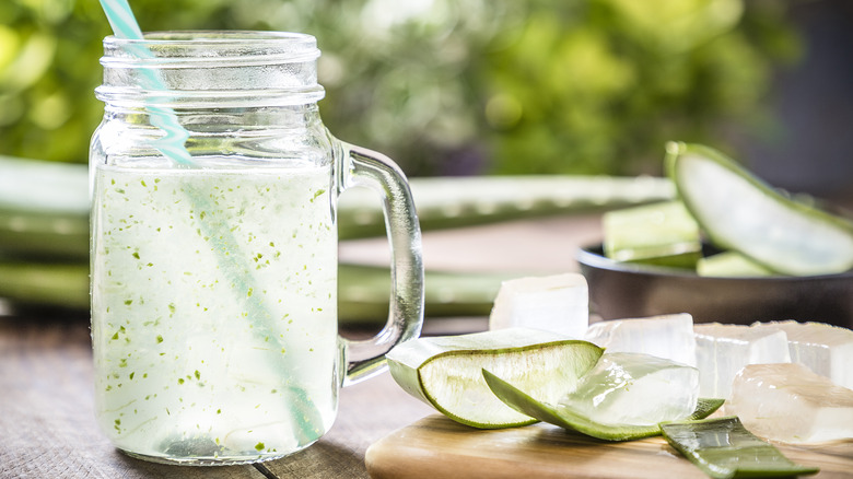 A jar of aloe vera juice