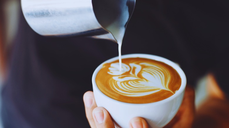 Latte art on coffee