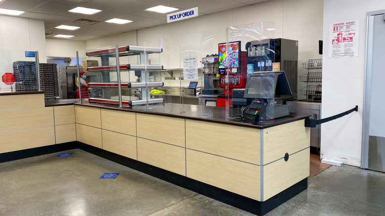 A Sam's Club Cafe Pick Up counter sits clean and empty