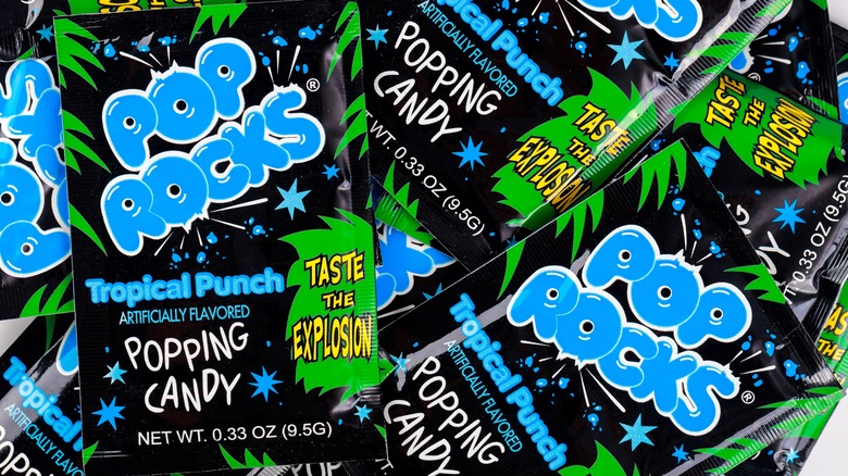 Pouches of Pop Rocks tropical punch flavor candy