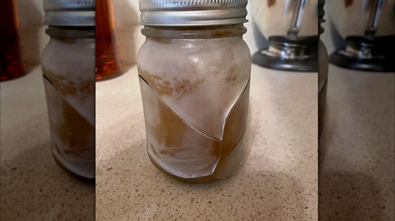 A broken frozen jar.