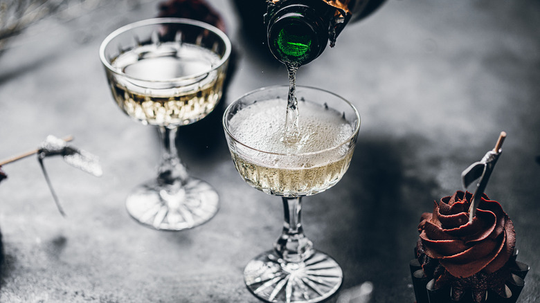 Champagne being poured into a glass