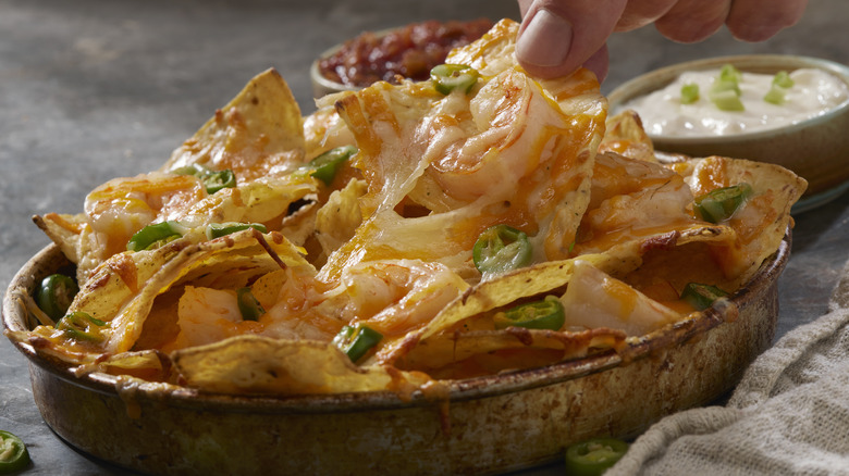 shrimp nachos in a bowl