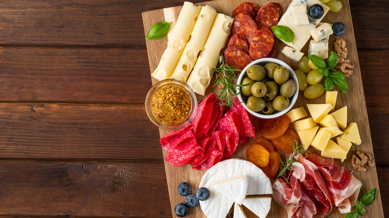 charcuterie board spread